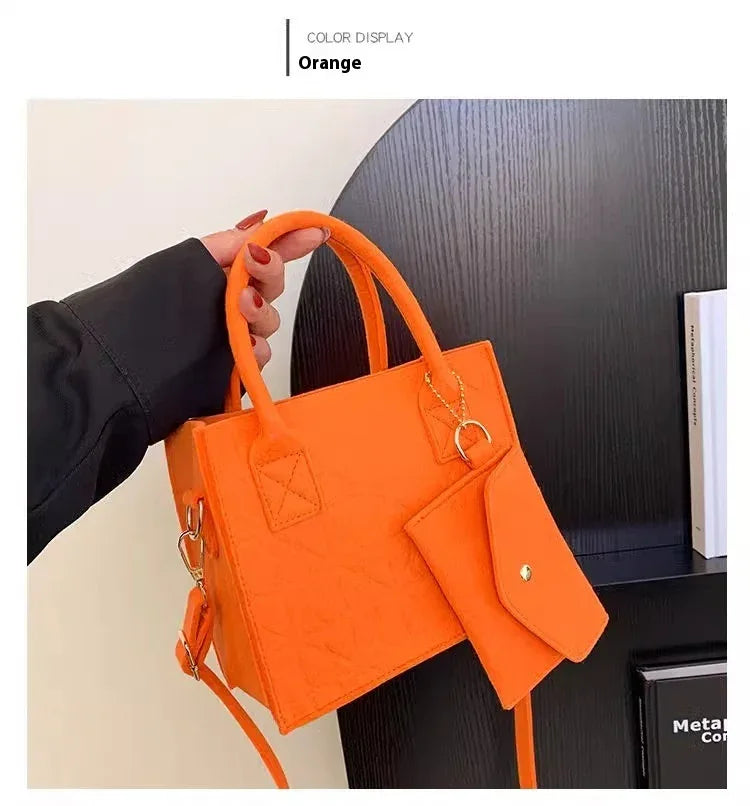 Simple Small Handbag Women's Fashion Felt One Shoulder Combination Bags - DanaFashionstore