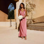 Fashion Sexy Long V-neck Sleeveless Split Backless Sling Dress