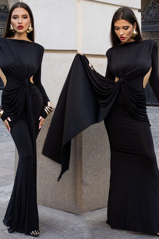 Women's Sexy Hot Girl Back Hollow-out Slim-fit Long Sleeve Dress