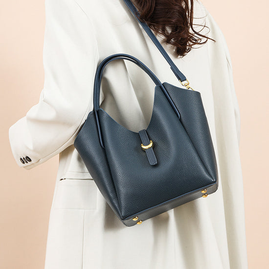 Genuine Leather Women's Large Capacity Hand Holding Bucket Bag - Dana Fashion