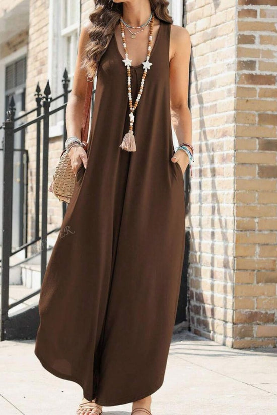 V-neck Trumpet Wide Leg Jumpsuit