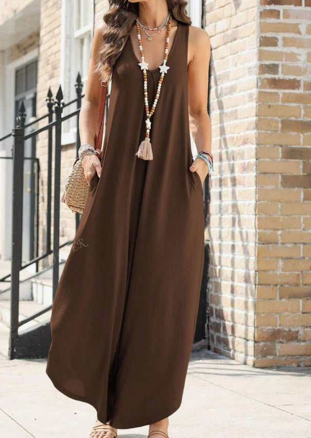 V-neck Trumpet Wide Leg Jumpsuit