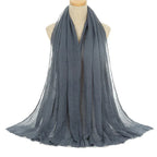 Pleated Viscose Yarn Monochrome Scarf Natural Wrinkled Cotton And Linen Burrs - DanaFashionstore