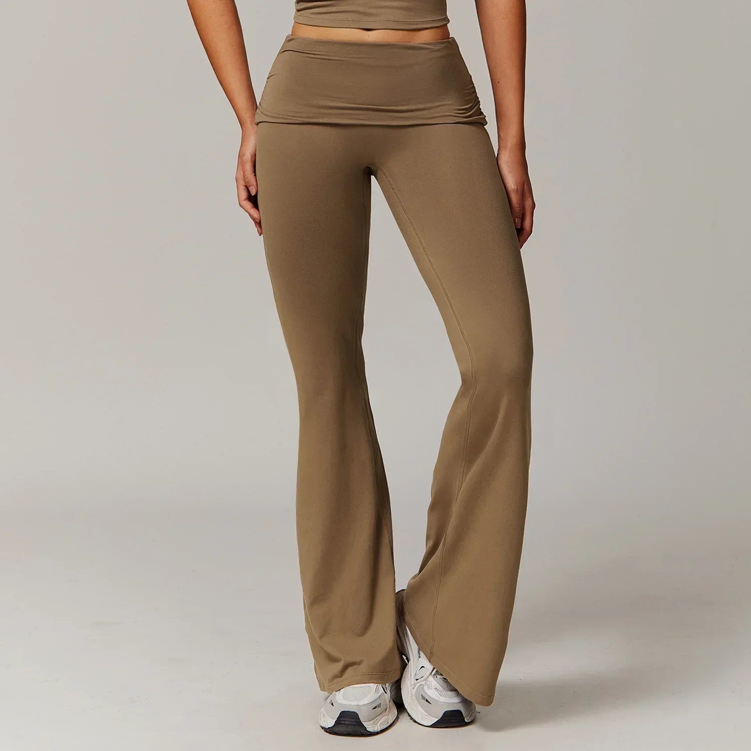 Wool Pleated Yoga Fold High Waist Running Sports Skinny Versatile Bell-bottom Pants Women - DanaFashionstore