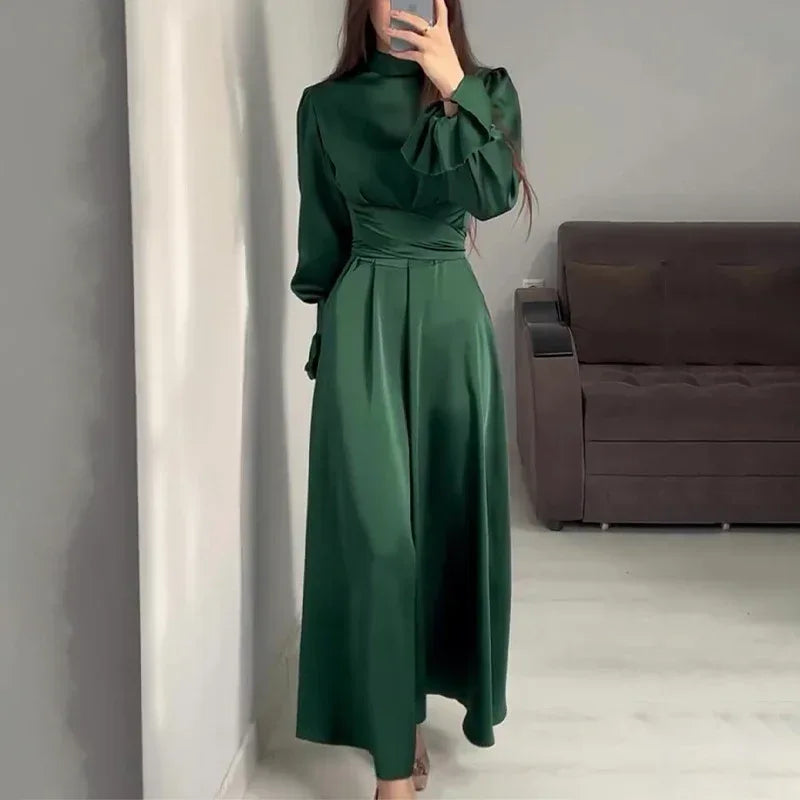 Round Neck Ruffle Sleeve Dress 2026 - High Waist Drawstring Dress - DanaFashionstore