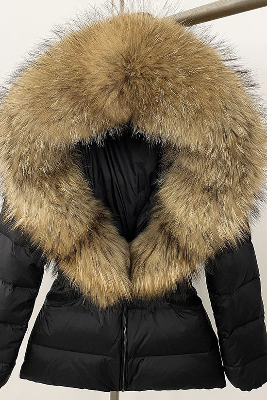 Short Women's Thickened Slim Fit Waist-tight Fur Down Jacket