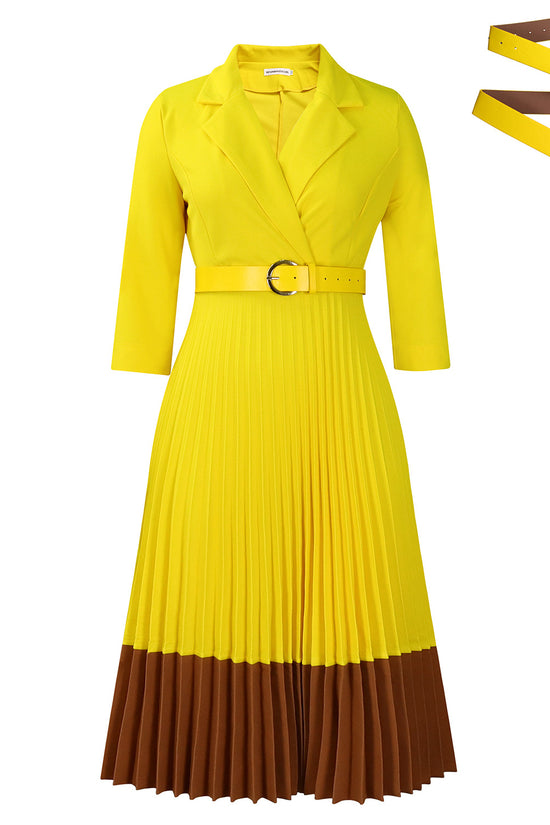 Suit Collar Fashion Elegant Pleated African Dress