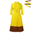 Suit Collar Fashion Elegant Pleated African Dress - DanaFashionstore