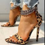 New Leopard Print Women's High-heeled Sandals - DanaFashionstore