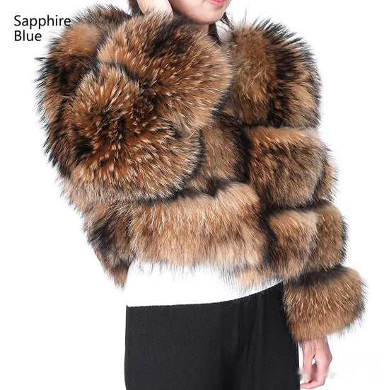 Warm Short Raccoon Fur Women's Clothing Leather Fur Coat - DanaFashionstore