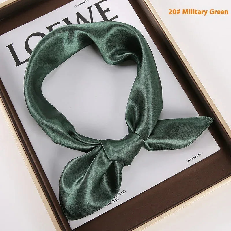 Solid Color Square Scarf Artificial Silk Small Square Towel - DanaFashionstore