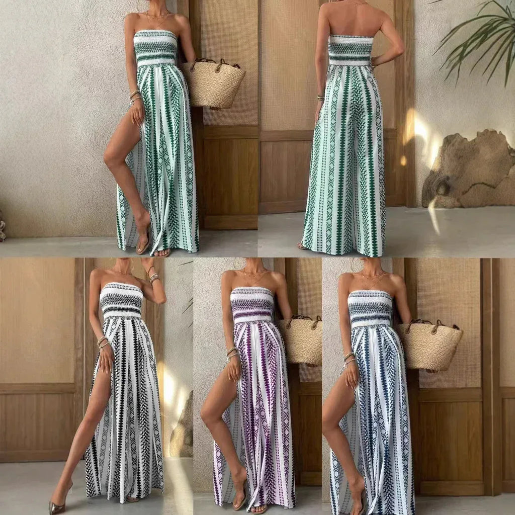 Fashion Tube Top Split Jumpsuit 2026 - Stylish Printing Jumpsuit - DanaFashionstore