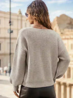 A Solid-color Long-sleeved Top With A Large Collar For Ladies - DanaFashionstore