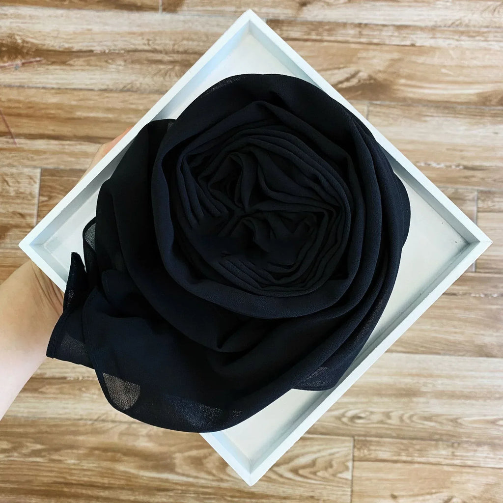 Women's Hijab Solid Pearl Chiffon Scarf - DanaFashionstore