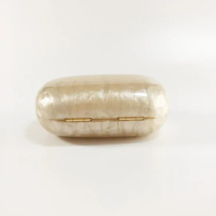 Women's Oval Acrylic Solid Color Pearly Evening Bag - DanaFashionstore