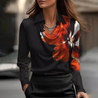 Women's Swing Collar Draped Shirts & Blouses Elegant Solid Satin Office Ladies Top Pullover Spring Long Sleeve Casual Tops - DanaFashionstore