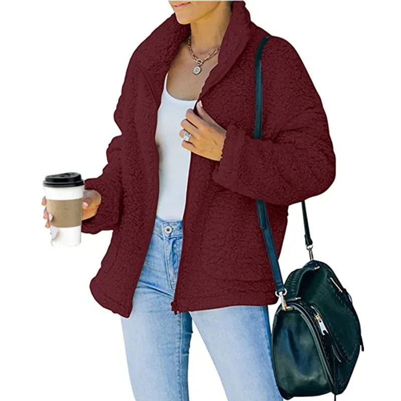 Fashionable Plush Warm Jacket Women - DanaFashionstore