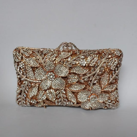 Flower Diamond Banquet Rhinestone Clutch Bridal Wedding Bag Dana Fashion