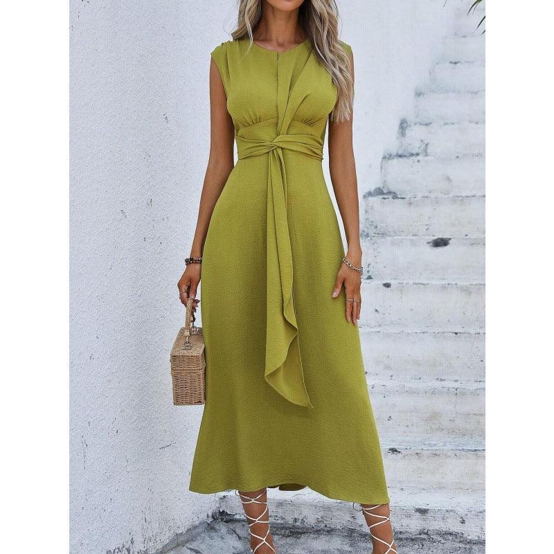 Solid Color Waist-Tight Tied Dress Women 2026 - Bodycon Wrap Dress - DanaFashionstore