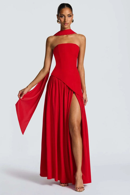 Fashion Sexy Backless Tube Top Pure Color Split Dress - DanaFashionstore