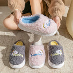 Cute Cartoon Cotton Slippers Thick Bottom Home Slippers Fashion Floor Bedroom Slipper Women Men Couples Warm House Shoes - DanaFashionstore