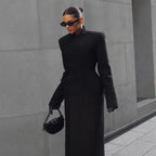 Temperament Shoulder-padded Waist-cinching Long Wool Coat For Women - DanaFashionstore