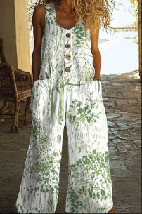 Casual Retro Personalized Printed Jumpsuit