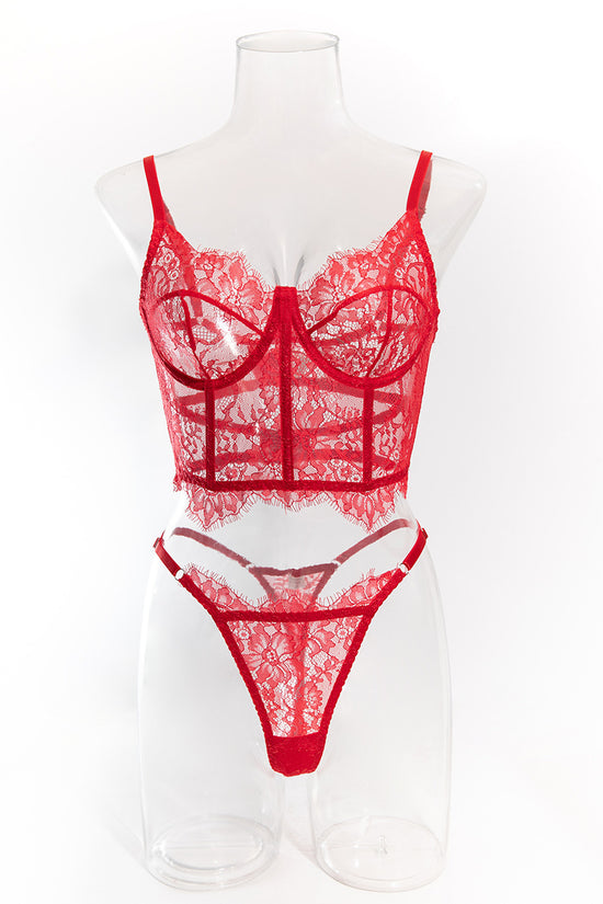 See-through Fishbone Top Vest Suit Lace Underwear For Women - Dana Fashion