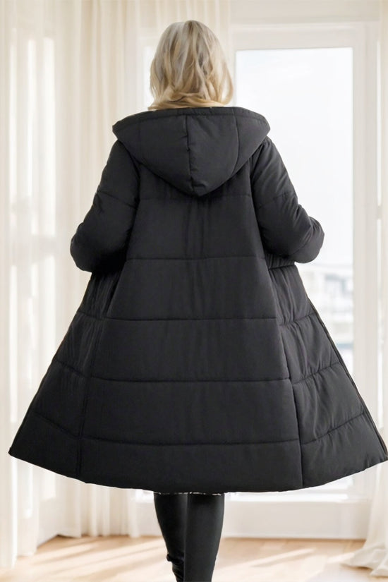 Women's Winter Long Sleeve Zip Up Hooded Cotton Padded Coat