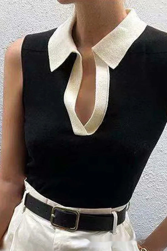 Solid Color Round Neck Pullover Women's Knitted Vest