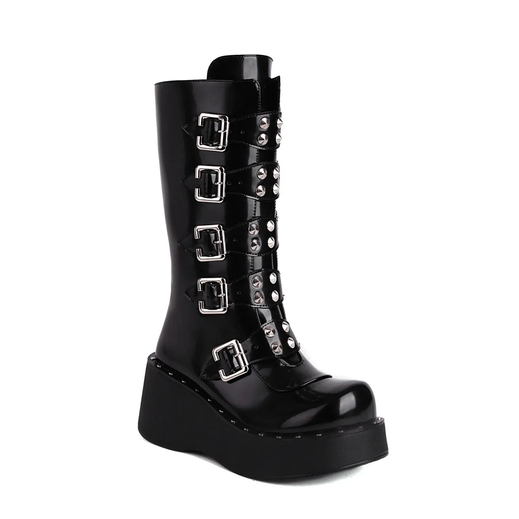 Autumn And Winter Thick Bottom High-heeled Belt Buckle - DanaFashionstore