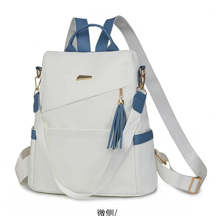 Oxford Cloth Stitching Women'S Backpack Anti-Theft Back Zipper Girls Schoolbag Casual Travel Double Shoulder Backpack - DanaFashionstore