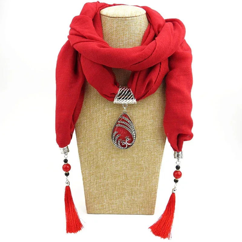 Ethnic Style Peacock Pendant Gem Tassel Scarf Shawl Autumn And Winter Women's Scarf - DanaFashionstore