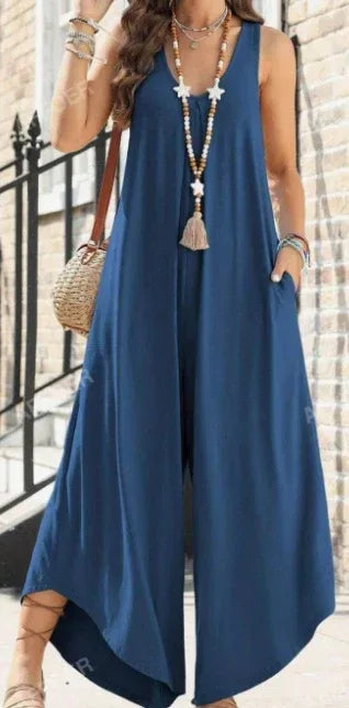 V-Neck Trumpet Wide Leg Jumpsuit 2026 - Elegant Flared Jumpsuit - DanaFashionstore