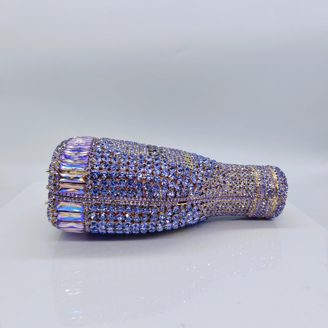 Champagne Bottle Rhinestone Evening Clutch Women's Bag - Dana Fashion