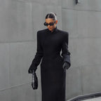 Temperament Shoulder-padded Waist-cinching Long Wool Coat For Women - DanaFashionstore
