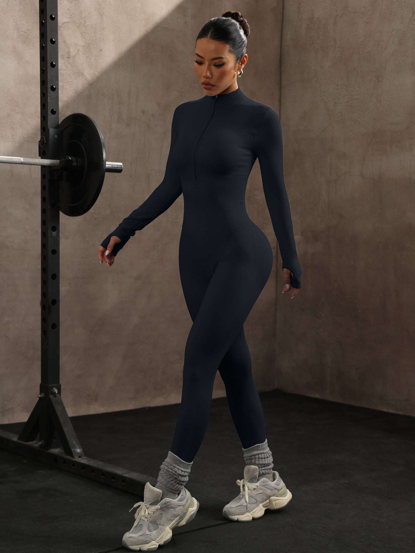 Yoga Bodysuit Long Sleeve Seamless Tight One-piece Yoga Suit