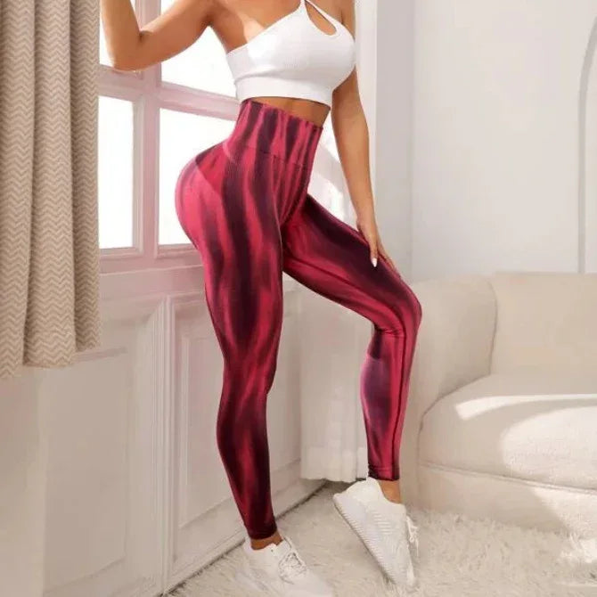 New Tie Dye Aurora Print Sports Pants Seamless High Waisted Fitness Yoga Pants For Women Gym Running Sweatpants Trousers - DanaFashionstore