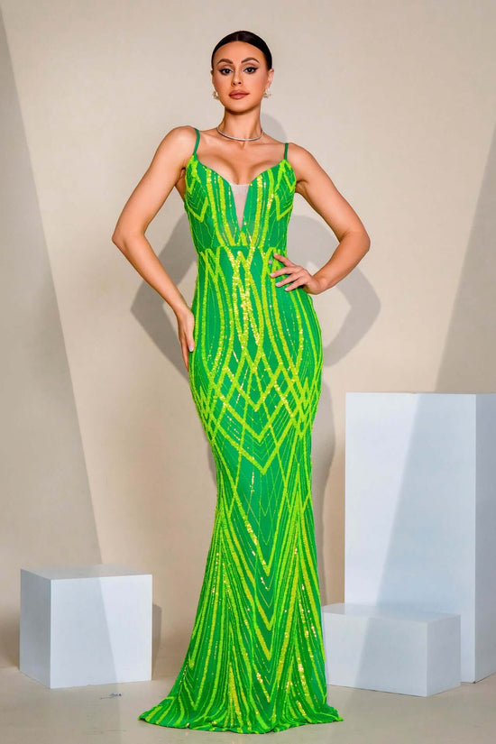 V-neck Strap Sequined Fishtail Evening Dress $120.32 Dana Fashion Color: Green Size: L Women's clothing Product information: Pattern: solid color Skirt type: hip skirt Color: green Waist type: high waist Size: S,M,L,XL Style type: Elegant Combination form