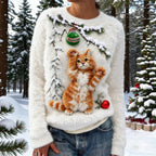 Womens Printed Christmas Flannel Hoodie Top - DanaFashionstore
