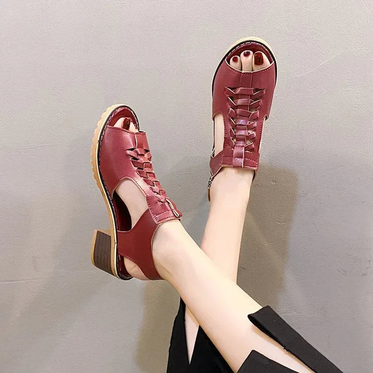 Round Toe Side Zipper Casual Student Sandals - DanaFashionstore