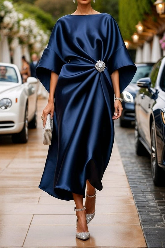 Women's Commuting Elegant Elegant Flower Beads Decorative Satin Design Dress