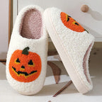 Halloween Pumpkin Cartoon Slippers Warm Winter Slippers Men And Women Couples Indoor House Shoes - DanaFashionstore