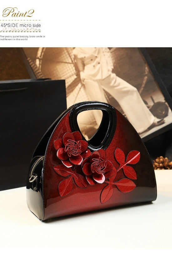 Personalized Flower Dumpling Niche Handbag Versatile Patent Leather Messenger Bag - Dana Fashion