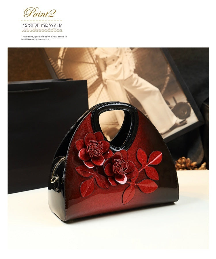 Personalized Flower Dumpling Niche Handbag Versatile Patent Leather Messenger Bag - Dana Fashion