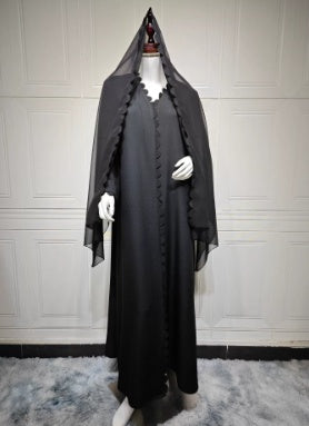 Stylish And Elegant Cardigan And Headscarf Two-piece Set