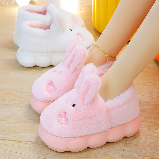 New Rabbit Women's Cute Warm And Non Slip Plush Cotton Slippers