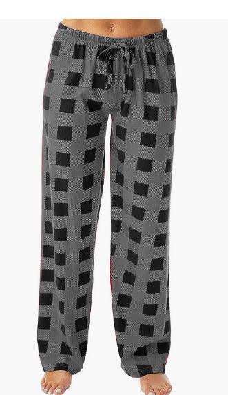 Drawstring Plaid Print Trousers Casual Loose Sports Home Pants Women - DanaFashionstore