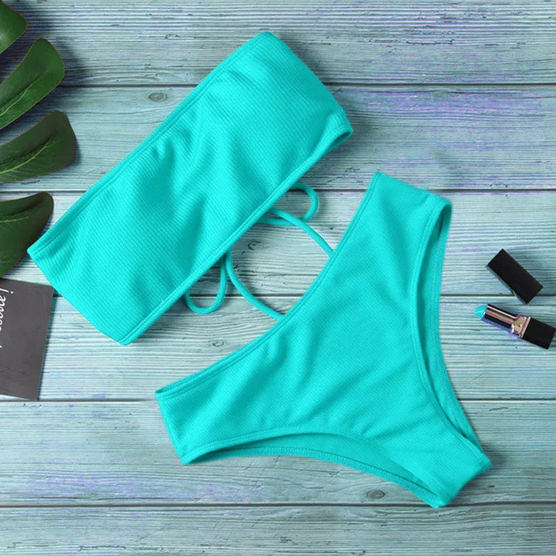 Ladies Bikini One Piece Solid Color - DanaFashionstore