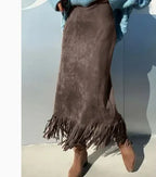 Women's Fashionable Elegant Long Suede Skirt Comfortable Slim Fit - DanaFashionstore